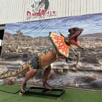 Modelo de dinosaurio dilofosaurio animatrónico realista de alta gama para parque temático