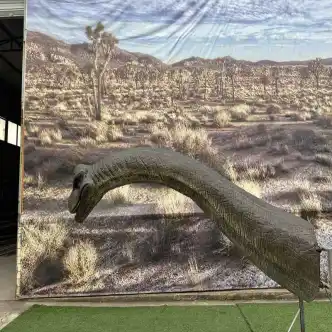 Cabeza de dinosaurio Brachiosaurus animatrónico realista de cuello largo