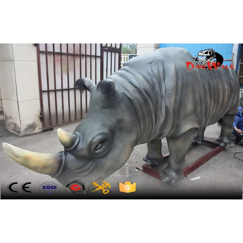 Rinoceronte de fibra de vidrio de la serie de simulación animal para decoración exterior