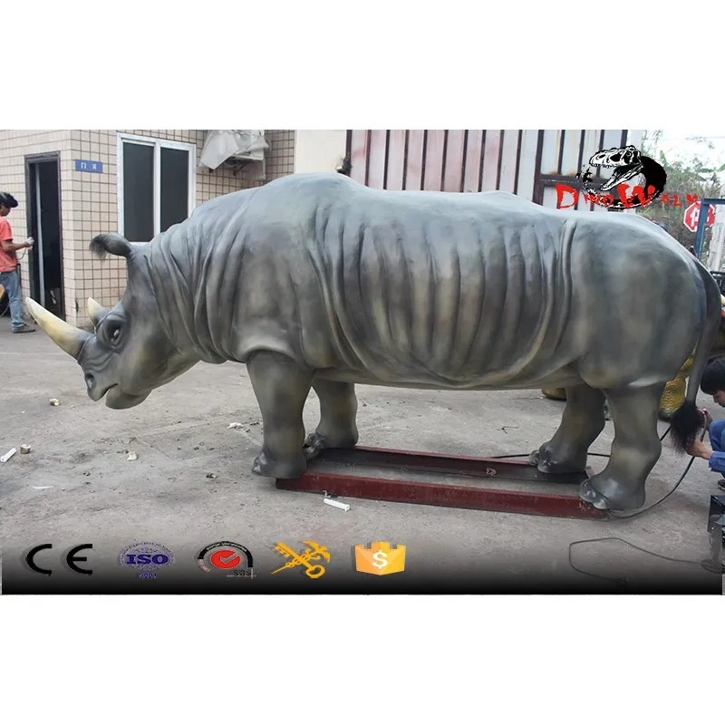 Rinoceronte de fibra de vidrio de la serie de simulación animal para decoración exterior