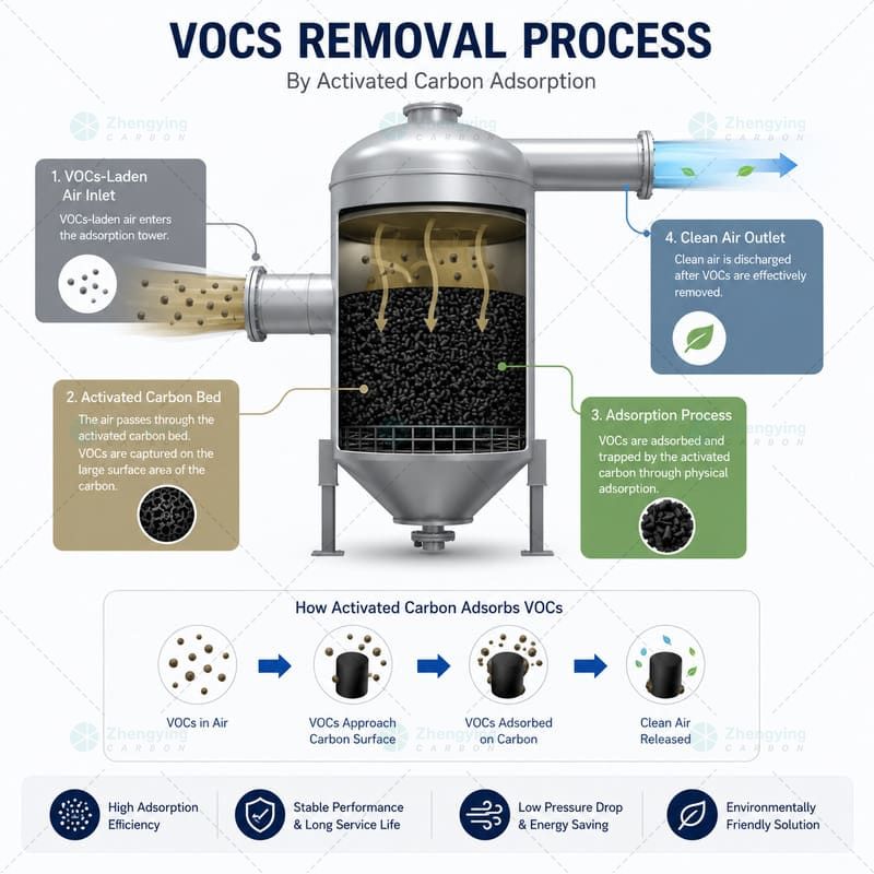 פחמן גלולה להסרת VOC