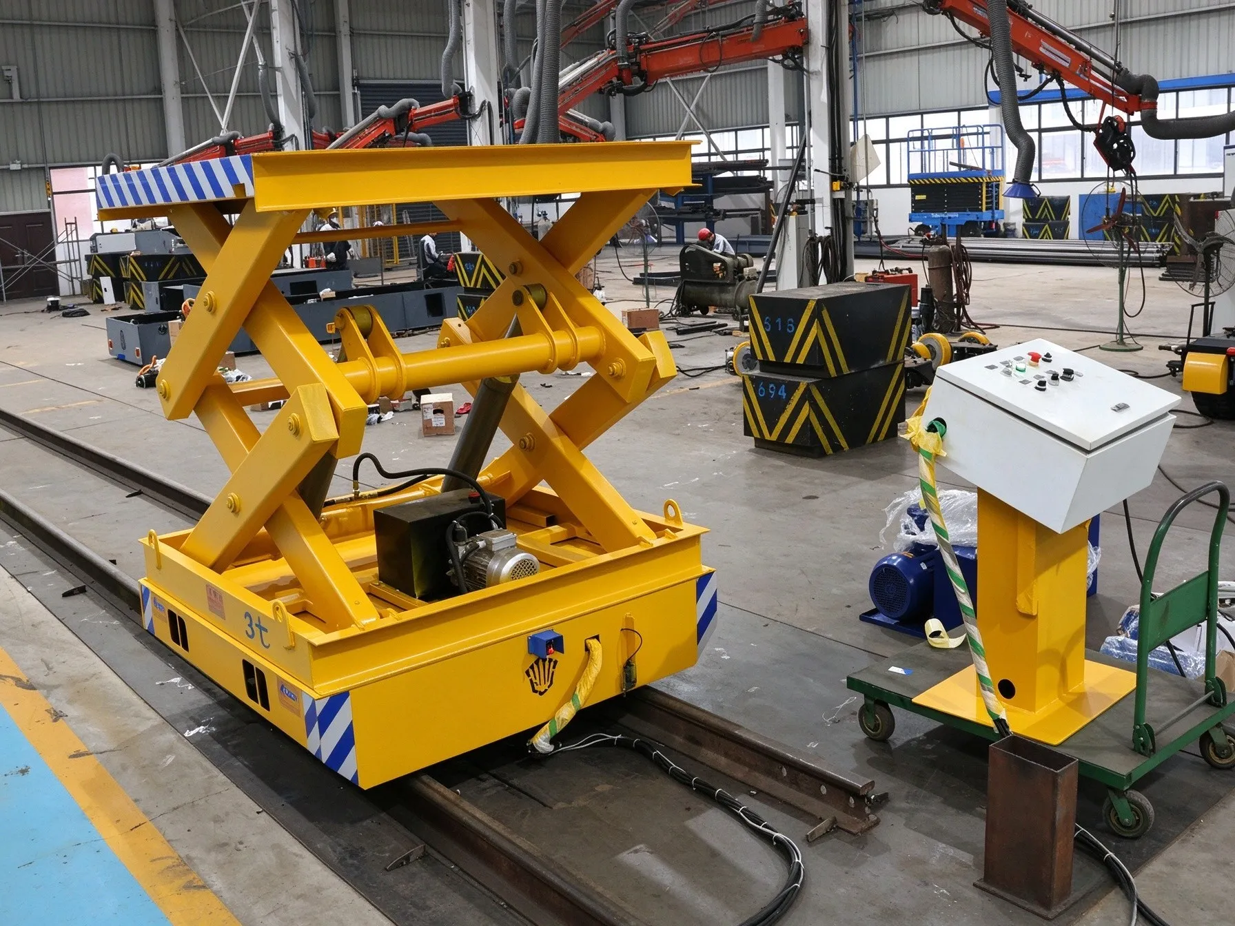 Factory Transfer 3T Rail Transfer Cart - No Battery, Continuous Power