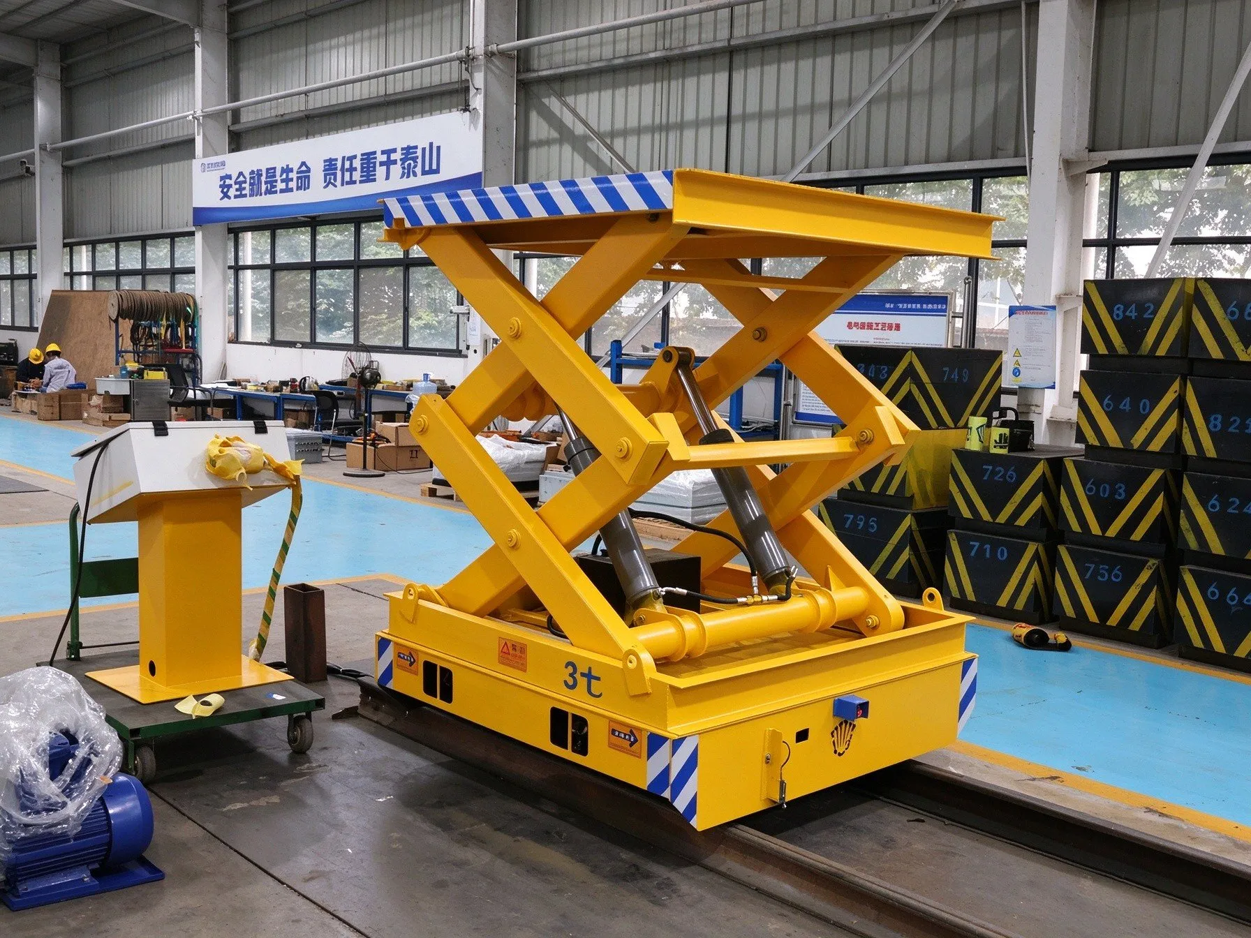 Factory Transfer 3T Rail Transfer Cart - No Battery, Continuous Power