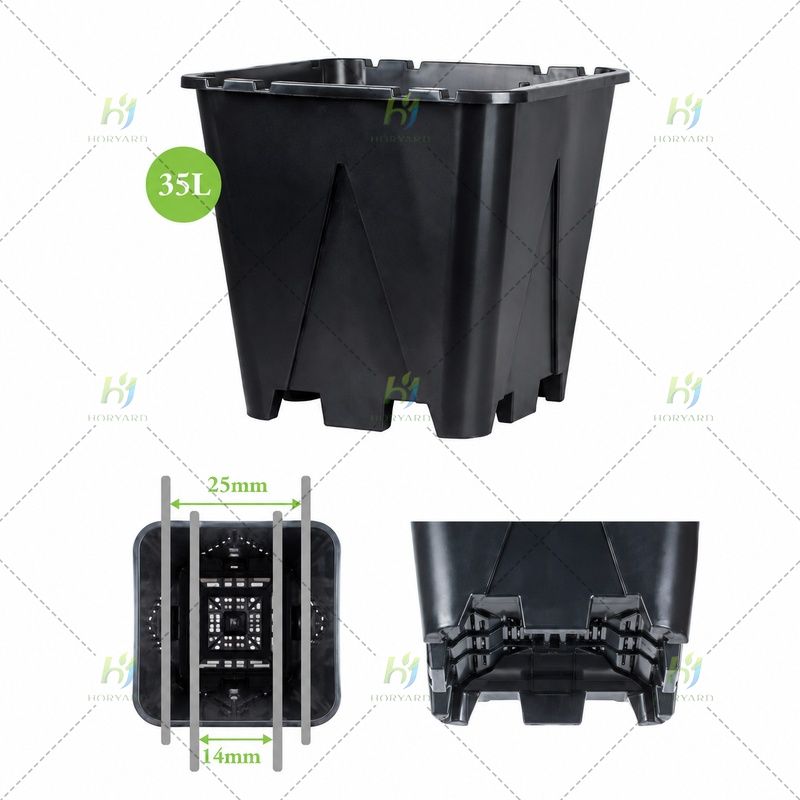 Quadratischer 35-Liter-Heidelbeer-Anzuchttopf mit Luftbeschneidungs- und Entwässerungssystem