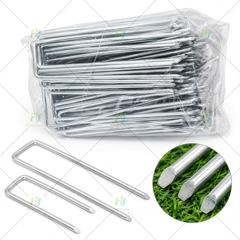 U-förmige Gartenpfähle für Landschaftsstoffe, Unkrautbarrieren und Kunstrasen