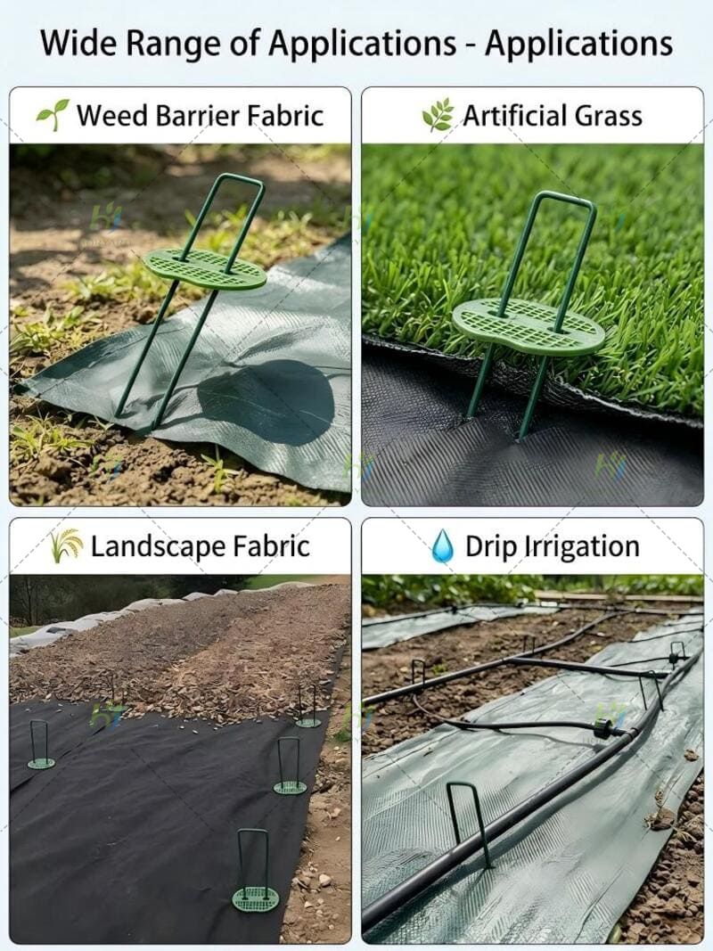 Verzinkte, grün beschichtete U-Gartenklammern für Landschaftsgewebe, Rasen und Bodendecker