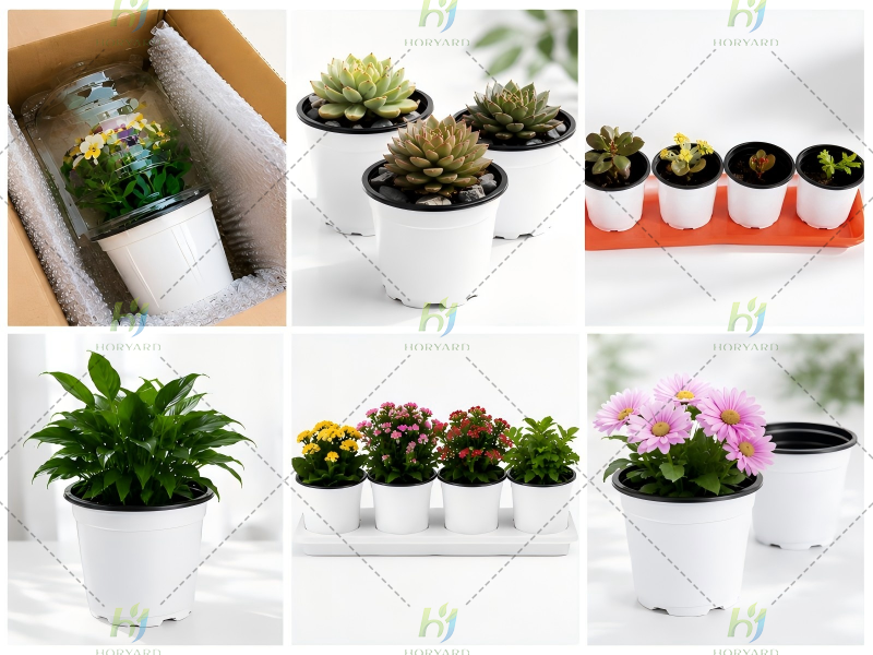 Großhandel mit flexiblen weißen/schwarzen Kunststoff-Kindertöpfen für Setzlinge und Pflanzen. Blumen