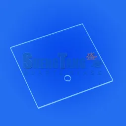 Customized JGS1 eccentric hole rectangular UV quartz plate 2-3mm