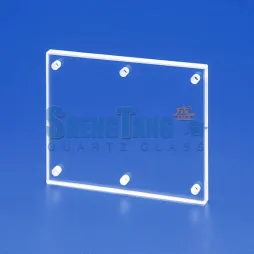Customized JGS1 eccentric hole rectangular UV quartz plate 1-5mm
