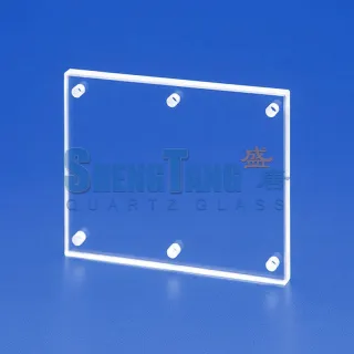 Customized JGS1 eccentric hole rectangular UV quartz plate 1-5mm