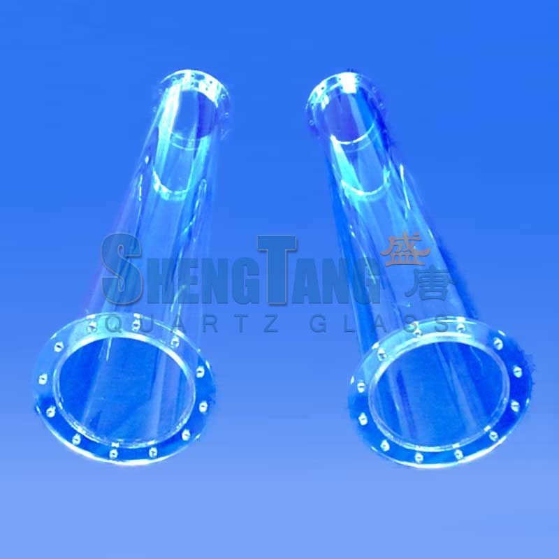 Desnity Fused Quartz Glass Tube With Flange Heat Resistant