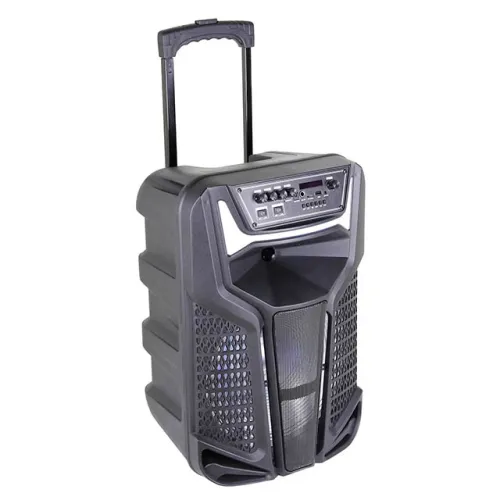 12 inch trolley speaker with wired microphone,pull rod and wheels
