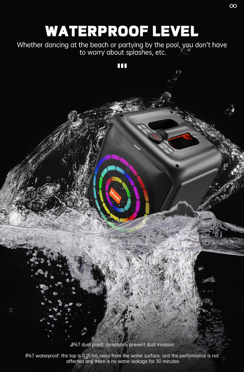 Waterproof Bluetooth Small Speaker With RGB Lights Party Speaker