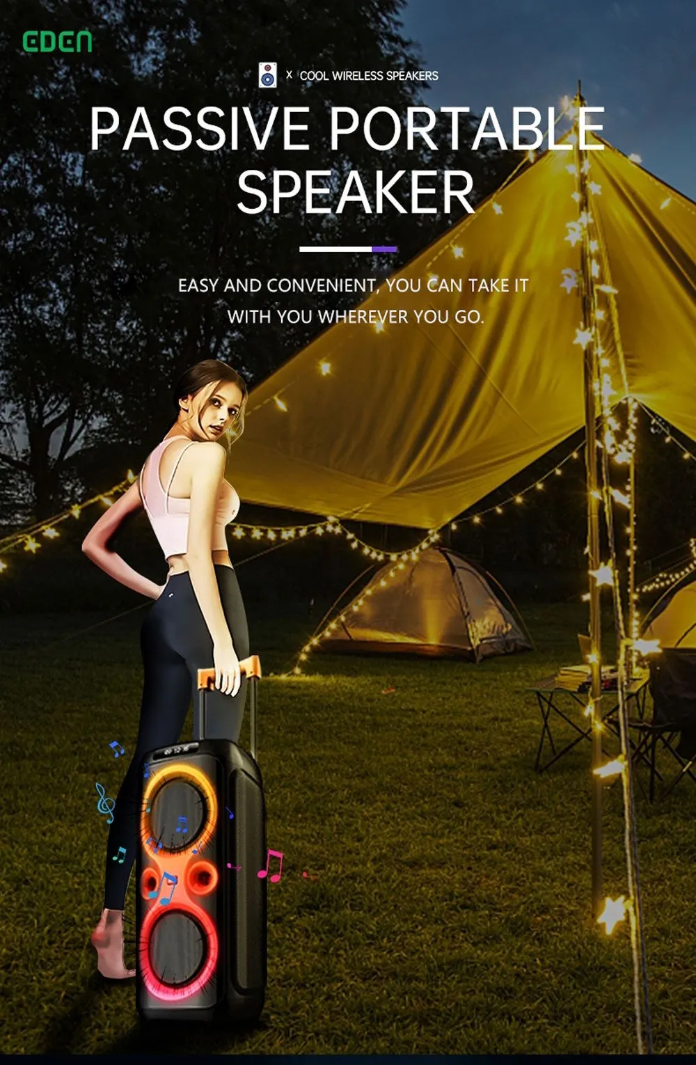 New portable outdoor wireless bluetooth trolley speaker