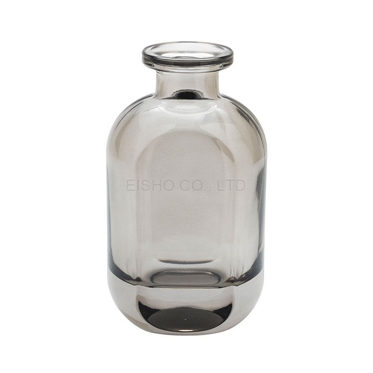 Transparent Grey Glass Floral Vase