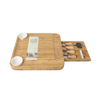 Premium Bamboo Cheese Board Set with Knives and Bowls