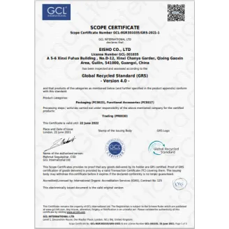 Global Recycle Standard (GRS) Certificated