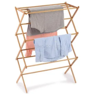 Full Bamboo Construction Foldable Clothes Drying Rack