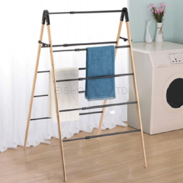 Extendable and Foldable Bamboo Clothes Drying Rack