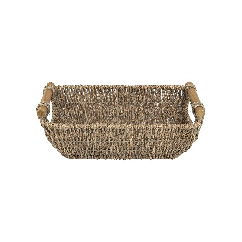 Natural Seagrass Basket with Wooden Handle/ Wicker Storage Basket for ...