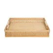 Natural Rustic Rattan Tray with Built-In Handles