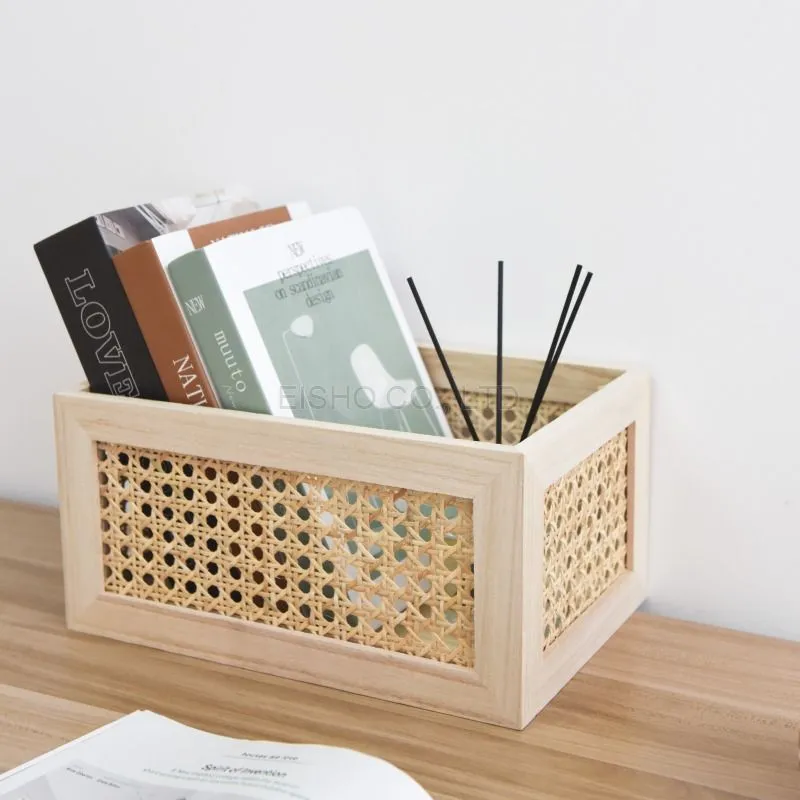 Natural Woven Storage Basket with Wood Frame