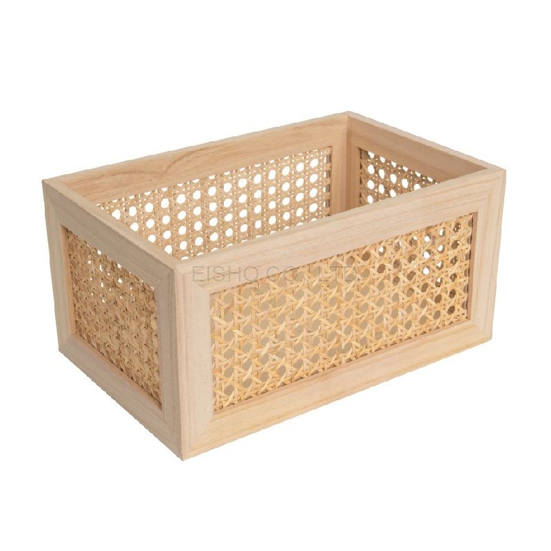 Natural Woven Storage Baskets / Decorative storage box with Wood Frame