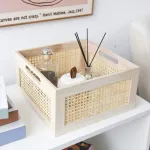 Natural Bamboo Woven Storage Basket with Handles