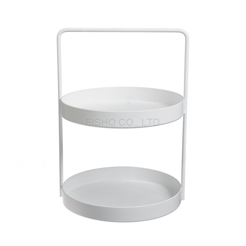 2-Tier Round Accessory Jewelry Tray / White Storage Tray