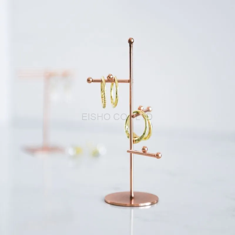 3 Layers Metal Rose Gold Tree Jewelry Rack