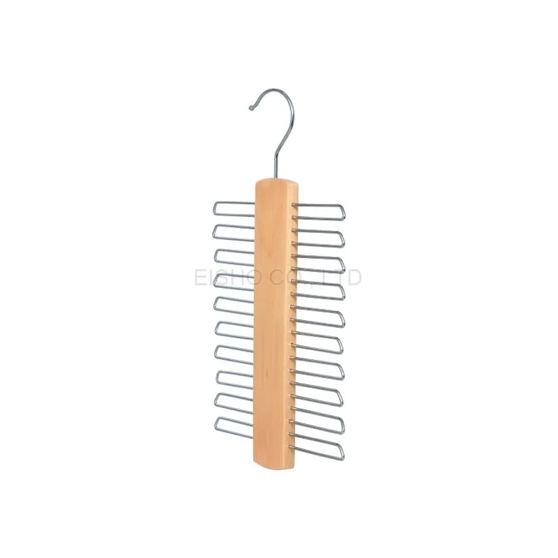 Premium Non-Slip Wooden Tie Rack with 20 Hooks