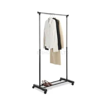 Freestanding Movable Metal Clothes Rack with Wheels