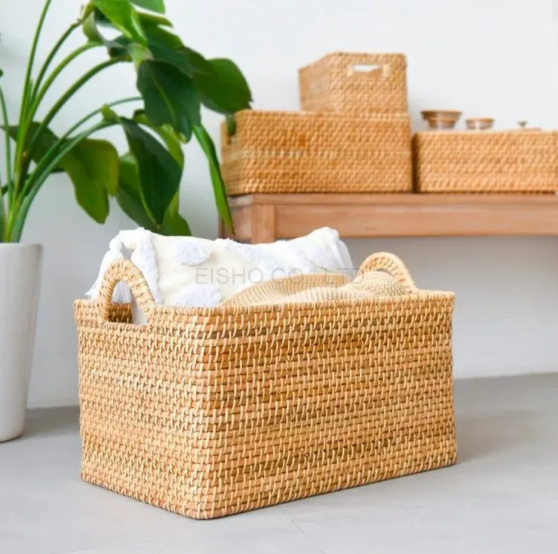 Eisho Large Natural Wicker Laundry Basket