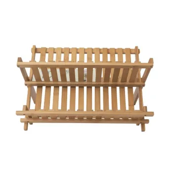 Bamboo Foldable Dish Rack in Kitchen
