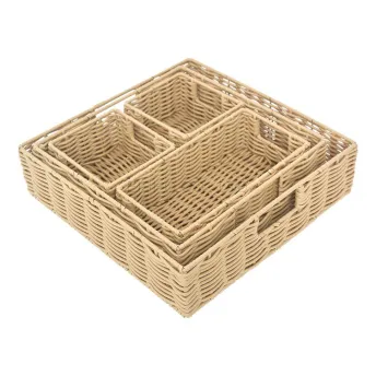 Plastic Wicker Storage Baskets Set