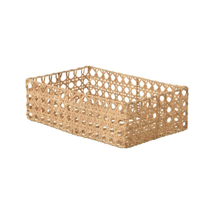 Wide Plastic Woven Basket for Storage