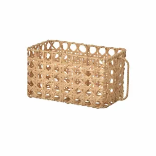 Rectangular Plastic Woven Basket with Handle