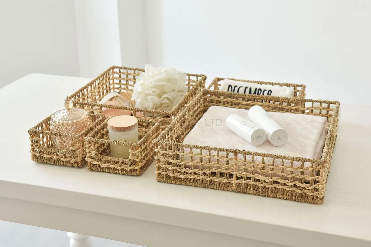 Seagrass Palm Leaves Storage Baskets Sets
