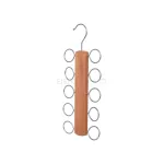 Multiple Purpose Wooden Scraf Hanger with 10 Rings