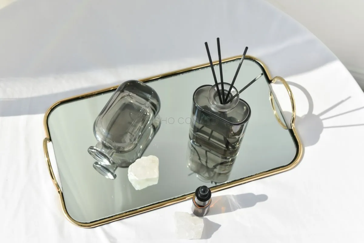 Transparent Grey Glass Floral Vase