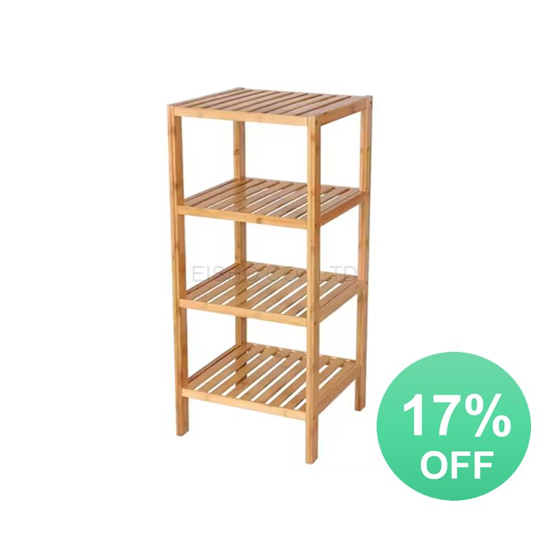 4-Layer Bamboo Storage Shelf – Natural Freestanding Organizer Rack