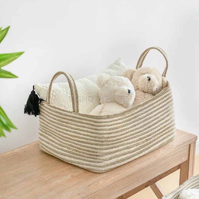 Handwoven Jute Storage Basket with Handles – Earthy & Practical