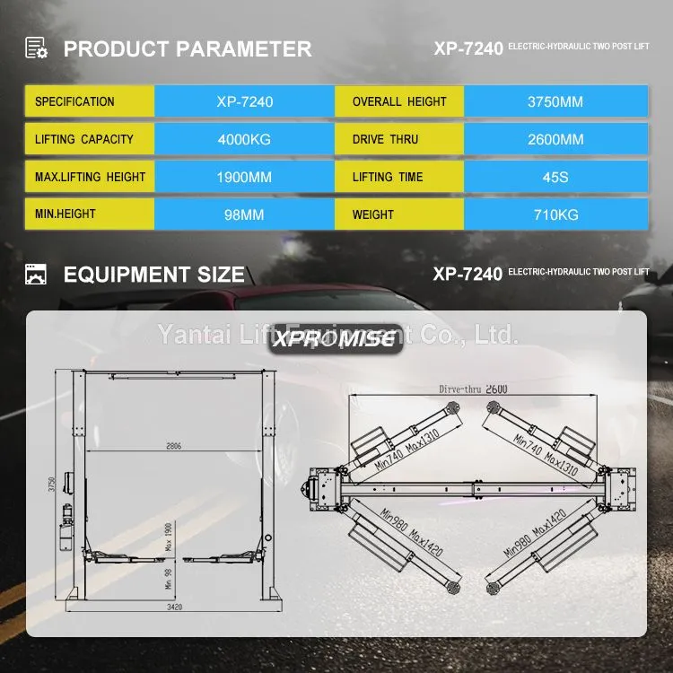 Auto Garage Equipment 2 Post Car Lift