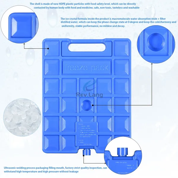 Large Freezer Cold Ice Pack Block Handle