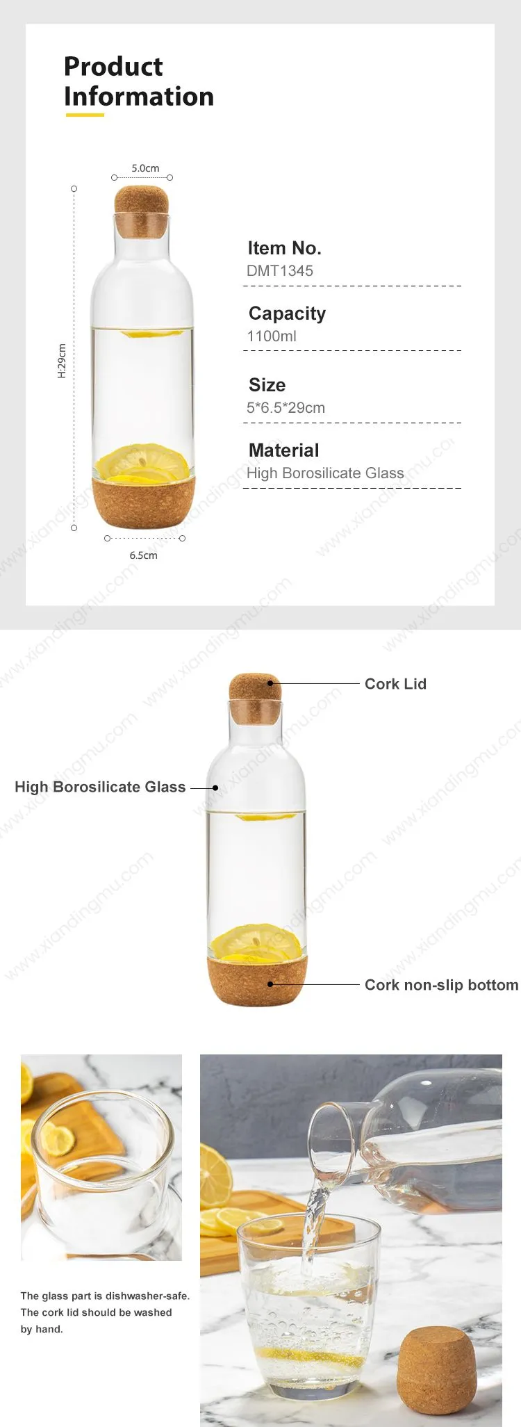 Glass Juice Bottle With Cork Lid