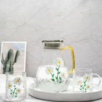 Glass Nightstand Carafe and Cup