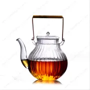 High Borosilicate Glass Teapot With Brass Handle