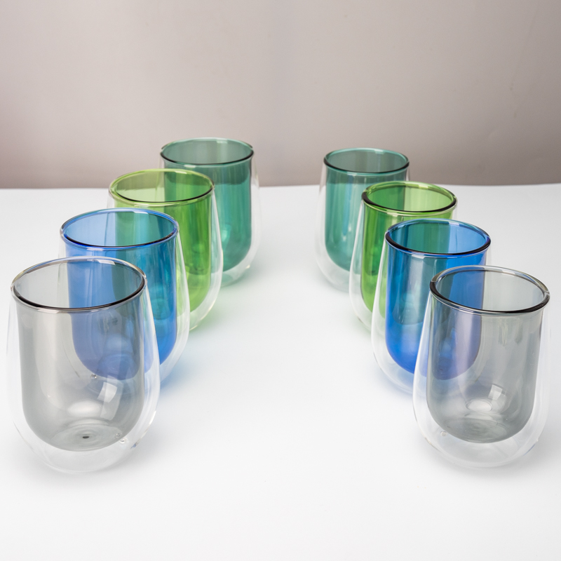 Colored Double Wall Glass Cups