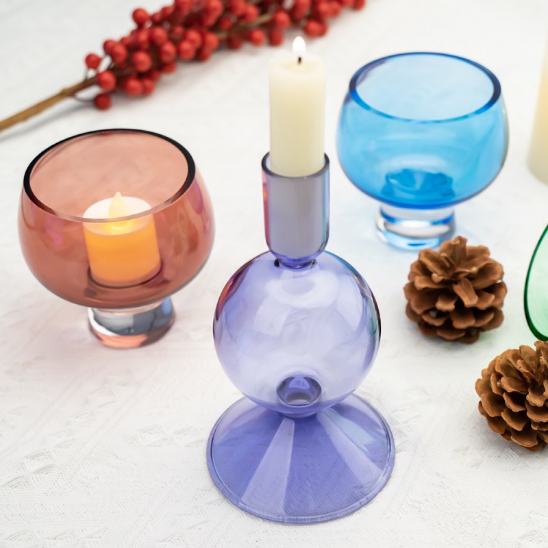 Clear Glass Candle Holder